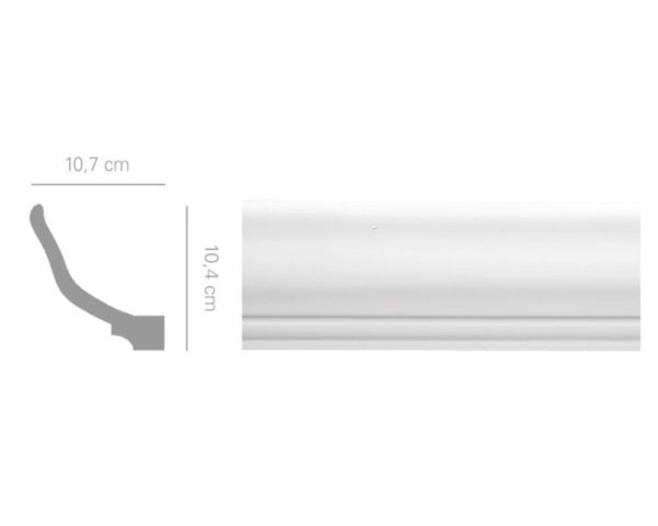 Cornice in gesso con luce diffusa colore bianco dimensioni 10,7 x 10,4 x 150 cm Toscan Stucchi Linea Gesso Art. 111