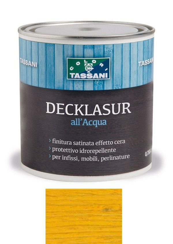 Finitura protettiva cerata all'acqua TASSANI DECKLASUR per legno antigoccia con protezione ai raggi UV - ACERO