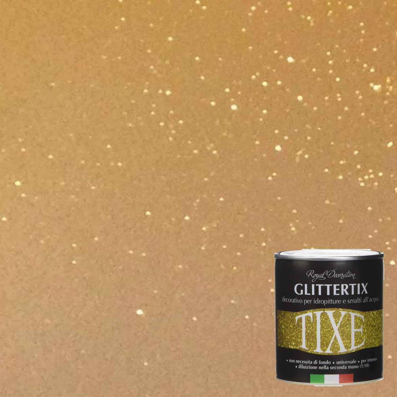 Glitter per pittura pareti in emulsione neutra Tixe Glittertix Oro 250 ml -  Puntoiso
